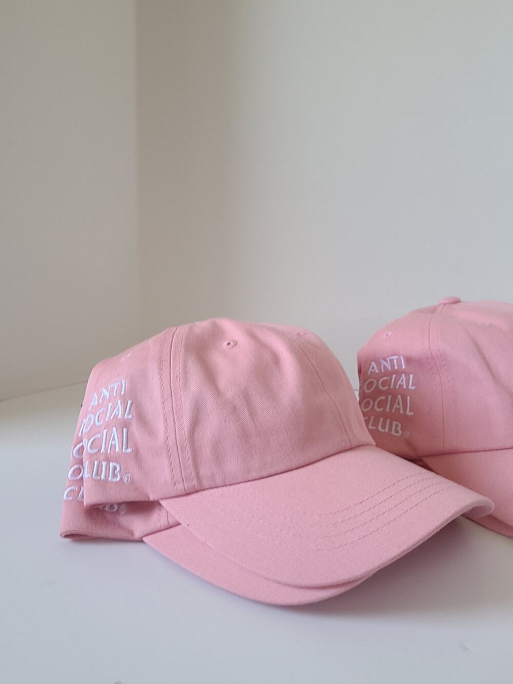 Anti Social Social Club Adjustable Hats – Pink & White